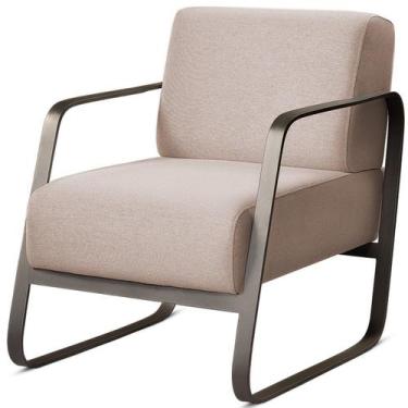 Imagem de Poltrona para Sala e Escritório Base de Metal Mubai - Konfort, Linho B