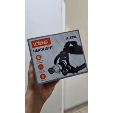 Imagem de Lanterna Cabeça Profissional Com 3Led Super Potente Recarregável LE830