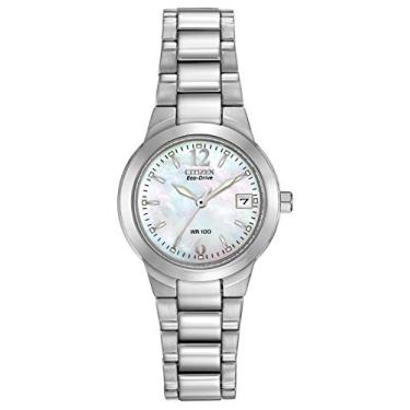 Imagem de Citizen Relógio feminino Eco-Drive Chandler, aço inoxidável, casual, Pulseira de prata, mostrador branco, Movimento de quartzo