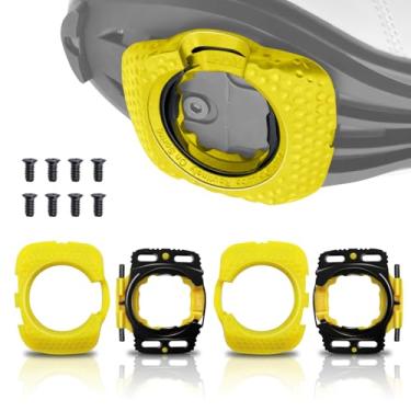 Imagem de Chuteiras de ciclismo, chuteiras de bicicleta autotravantes, liberação rápida, aerodinâmicas para Wahoo SpeedPlay Zero (amarelo)