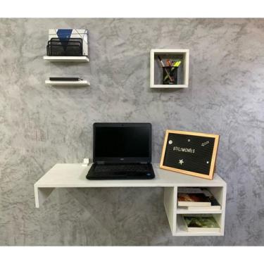 Imagem de Escrivaninha suspensa - Branco - MDF 15mm - Marcate Home Sense, Branco