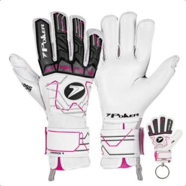 Imagem de Luva Profissional Futebol de Campo Champion 9 Poker, Branco, Rosa, 9