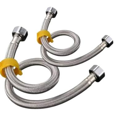 Imagem de Kit Engate Rabicho Flexível Mangueira Aço Inox 60cm 1/2 Polegada Fêmea x Fêmea Banheiro Torneira Pia(2)