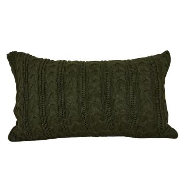 Imagem de Almofada Tricot Trança Verde Musgo Retangular