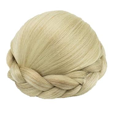 Imagem de IMISSU Capa de cabelo de dançarina de chignon trançado tamanho pequeno apliques de cabelo scrunchies coque peruca updo (M3 Loira Suja)