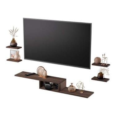 Imagem de Rack TV Nicho Suspenso para Quarto Sala Nogal 110cm