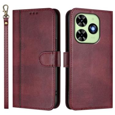 Imagem de Capa carteira flip de couro PU para itel P55T, capa de telefone com alça de pulso, 3 compartimentos para cartão + bolso para dinheiro, fecho magnético, suporte antiqueda e compatível com carregamento