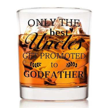 Imagem de Voatok Promoted to Godfather Father's Day Copos de uísque 283 g, Presentes de anúncio de bebê padrinho para tio Old Fashioned Rocks Copos para homens bebendo Scotch Bourbon coquetel licor vodka