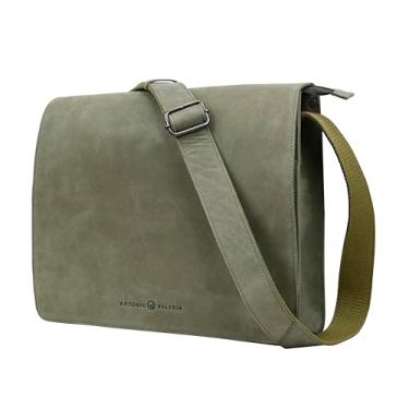 Imagem de Bolsa carteiro masculina de couro premium Antonio Valeria Albert, Crazy Horse Green, One_Size