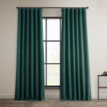 Imagem de HPD Half Price Drapes - Cortinas de linho sintético para sala de estar (1 painel) - 127 cm L x 246 cm C - Cortinas texturizadas para quarto 248 cm de comprimento - Cortinas para decoração de casa