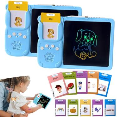 Imagem de Croeve Talking Tablet, LED Writing Tablet for Kids, 2-in-1 Voice Pad & Drawing Pad, Magic Doodle Board Drawing for Kids Electronic Writing Board (2 PCS Blue, 510 Words)