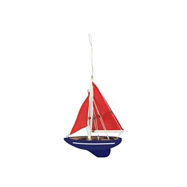 Imagem de Hampton Nautical Sailboat9-116-XMASS Enfeite de madeira com modelo de paraíso americano para veleiro, decoração náutica de Natal