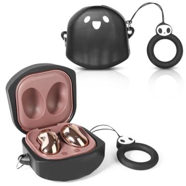 Imagem de Suublg Capa protetora de silicone para fones de ouvido com chaveiro para fones de ouvido Samsung Galaxy Buds2 Pro (2022)/Galaxy Buds 2 (2021)/Galaxy Buds Pro (2021)/Galaxy Buds Live Earphones (2020) (GhostBK)