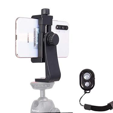 Imagem de Adaptador de suporte de tripé para celular, 2 pacotes com controle remoto para câmera, suporte de clipe de telefone compatível com iPhone Samsung HTC LG Huawei Google Smartphones Selfie Vlog, Livestreaming TIK Tok