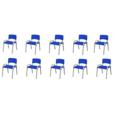 Imagem de Kit 10 Cadeira Iso Infantil Creche, Escola Base Cinza Azul - LAURALAN 