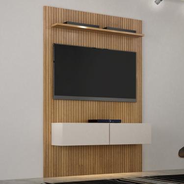 Imagem de Estante Home Suspenso Frisado Para Tv Até 50 Polegadas Curitiba Valdemóveis Cinamomo/off White