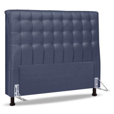 Imagem de Cabeceira Cama Box Casal King Size Ciara 195cm Botonê Com Frame Linho Azul