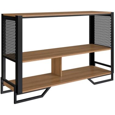 Imagem de Aparador 80 Cm Estilo Industrial 2 Prateleiras Telado 1021 Preto Mell Pp Preto Mell