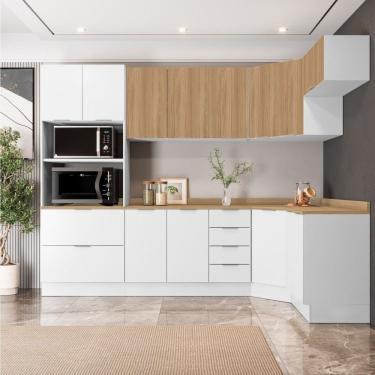 Imagem de Cozinha Modulada 7 Peças Com Tampo 3 Aéreos 3 Balcões E Torre Quente Ipanema Cabecasa Madeiramadeira