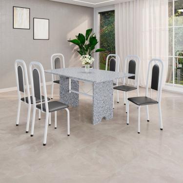 Imagem de Conjunto Sala de Jantar com 6 Cadeiras Lara Preto/ Branco