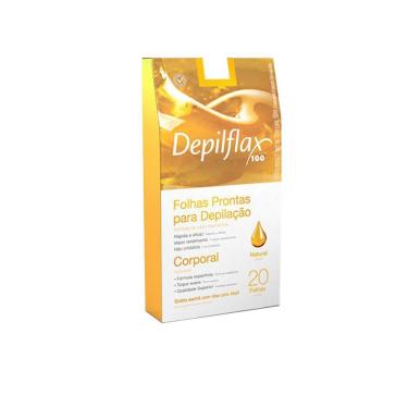 Imagem de Folhas Prontas Para Depilação Corporal Pernas Depilflax Natural 20un