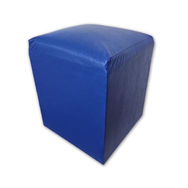 Imagem de Puff Banqueta Quadrado Cubo Decorativo Courino E Suede Azul Royal Courino