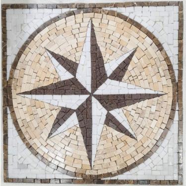 Imagem de Rosa Dos Ventos Em Mosaico Marmore Quadrado Tamanho 150cm