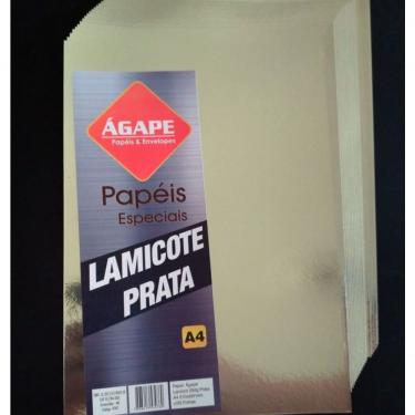 Imagem de Papel Lamicote A4 210x297mm 250g-m² - 25 Folhas - ágape - Prata