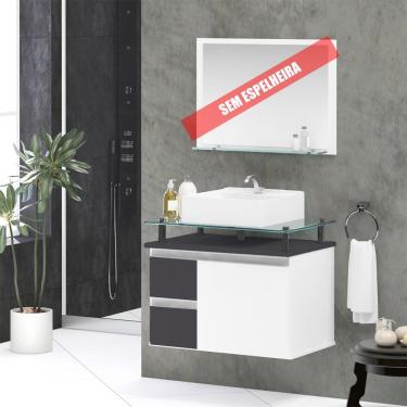 Imagem de Gabinete Banheiro 2 Gavetas 1 Porta Diamante 60cm - Cinza Titanium - Cinza