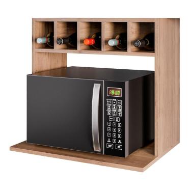 Imagem de Suporte Micro-ondas Forno Armário Aéreo Com Adega 60cm Lótus M24 Freijó - Mpozenato