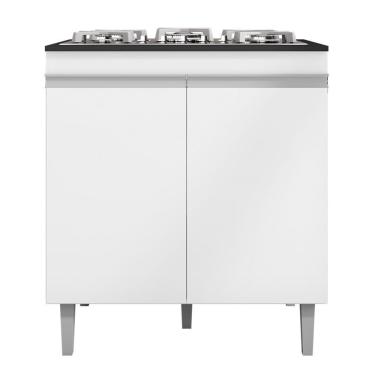 Imagem de Balcão Cooktop Andréia 79cm Com 2 Portas Branco - Ajl Móveis Branco