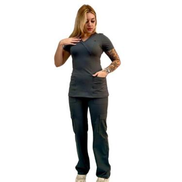 Imagem de Conjunto Scrub Pijama Cirúrgico Verona Grafite/Chumbo Toque geladinho 