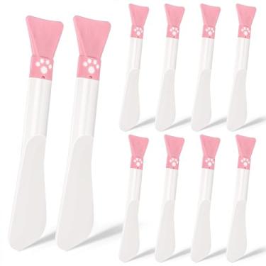 Imagem de BTYMS 10 Peças De Pincel Máscara Facial Com Ponta Dupla, Incluindo Aplicador Silicone Macio E Espátula Plástica Para Cosméticos, Maquiagem Reutilizável, Ferramentas Cuidados A Pele Aplicação Produto