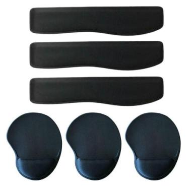 Imagem de 5X Kit Ergonômico Apoio Para Teclado + Mouse Pad Preto - Liong Imports