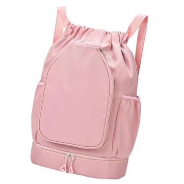 Imagem de UGPLM Mochila de tênis, bolsa de ombro, mochila esportiva versátil, bolsa com cordão, para raquete de badminton para mulheres e homens, atividades ao ar, Rosa