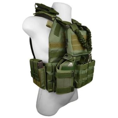 Imagem de Colete Tático Modular Plate Carrier + 8 Acessórios Verde Oliva - J.A R