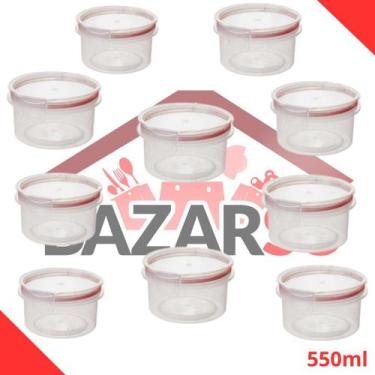 Imagem de Kit 10 Potes Herméticos 550ml: Conserva Alimentos - Plasutil
