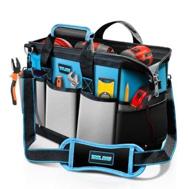 Imagem de Bolsa de ferramentas de 40,6 cm, bolsa de ferramentas para eletricista, bolsa de ferramentas resistente, bolsa de ferramentas de topo aberto, caixa de ferramentas tática resistente com zíper grande,