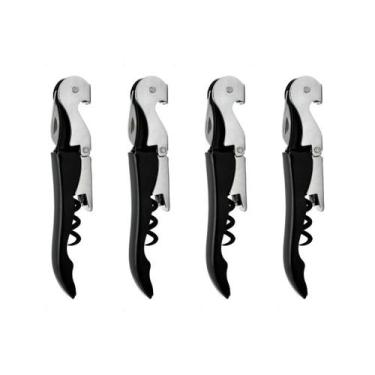 Imagem de Kit 4 Saca Rolha Abridor Vinhos Garrafa Profissional Baccani