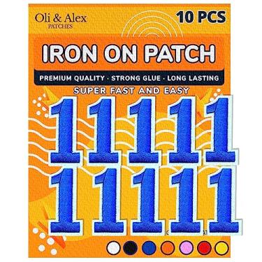 Imagem de Remendos de ferro – Número azul "1" com emblemas de ferro – 10 adesivos de número bordados decorativos para roupas (azul, 1)
