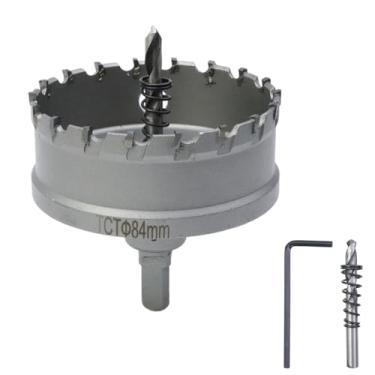 Imagem de Rannb Serra de furo de 3-5/40.6 cm Serra de furo com ponta de carboneto de 84 mm para cortar placa de aço inoxidável, aço de ferro