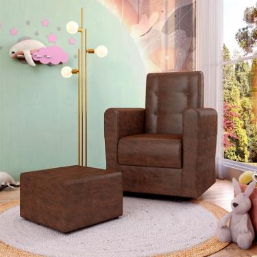 Imagem de Poltrona Decorativa Pés Balanço com Puff Ninho Facto Marrom