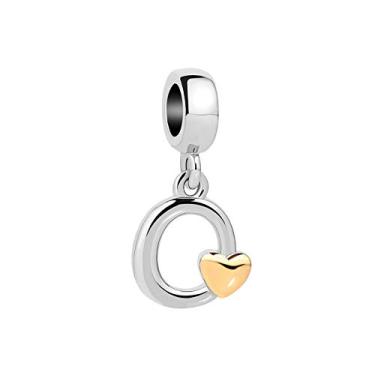 Imagem de MiiFort Pingente feminino com letra do alfabeto compatível com pulseiras Pandora com contas de A a Z, Metal, Sem Pedra Preciosa