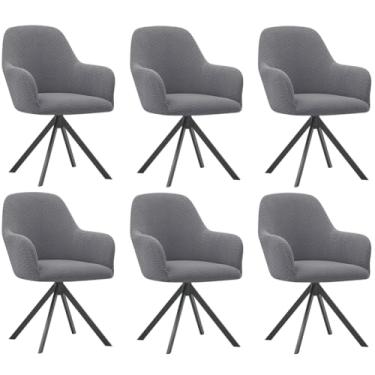 Imagem de Lzyjckh Capa elástica para cadeira de jantar com braços, Protetor para poltrona giratória, Capa para cadeira de escritório, Para penteadeira, sala de estar, quarto,Dark gray,6PCS