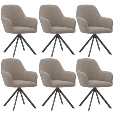 Imagem de Lzyjckh Capa elástica para cadeira de jantar com braços, Protetor para poltrona giratória, Capa para cadeira de escritório, Para penteadeira, sala de estar, quarto,Khaki,6PCS