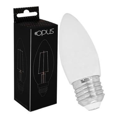 Imagem de Lâmpada Led Vela Lisa Leitosa 4W Bivolt E27 Branco Quente - OPUS, 110V