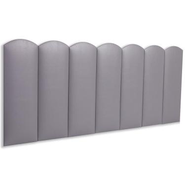Imagem de Cabeceira Casal Kit 7 Placas Modelo Nuvem - Courino Cinza