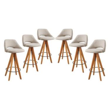Imagem de Kit 6 Banquetas Giratórias Estofadas com Encosto Nicole - Zurc Decor