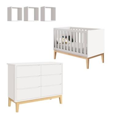Imagem de Jogo de Quarto para Bebê Classic New Branco Fosco com Natural - Reller