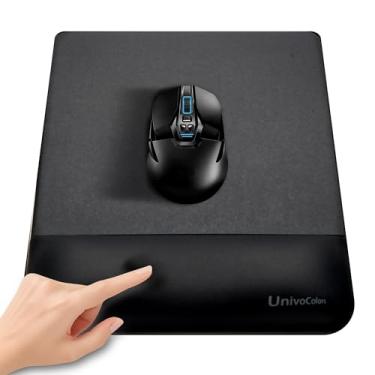 Imagem de UnivoColors Design Ondulado Apoio de Pulso Mouse Pad, Painel Deslizante PE Mouse + Pele de Ovelha Artificial + Espuma de Memória + Ergonômico + Gel Antiderrapante, Suporte de Resiliência Durante
